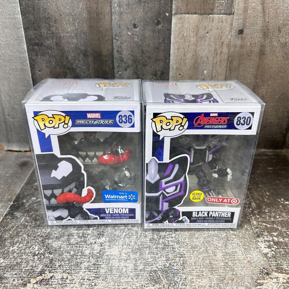 Lot Of 2 - Marvel Avengers Mech Strike Funko Pops -830 and 836 - Venom Black Pan